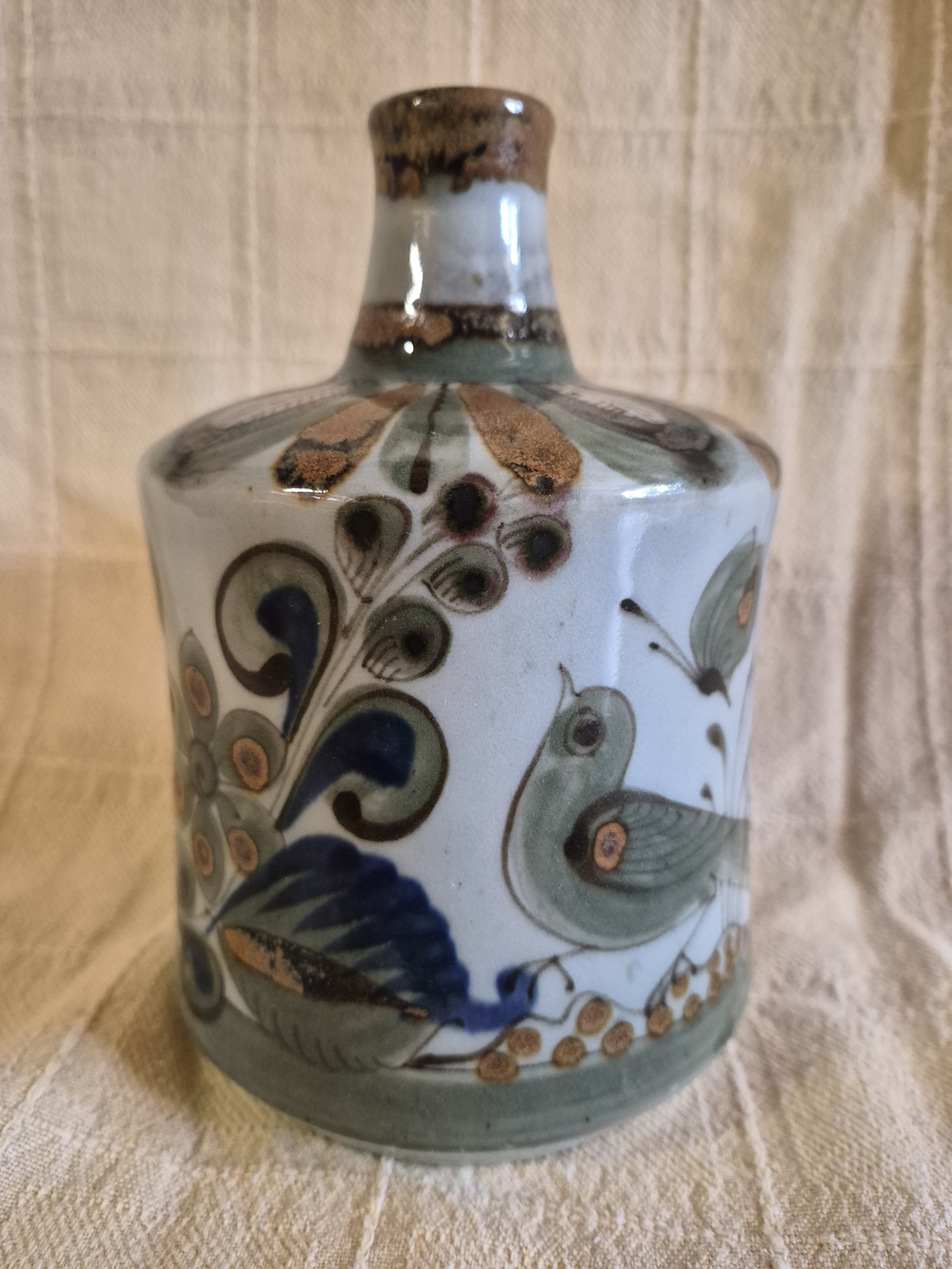 Vintage El Palomar Ken Edwards Mexican Folk Art 7" Hand Painted Vase